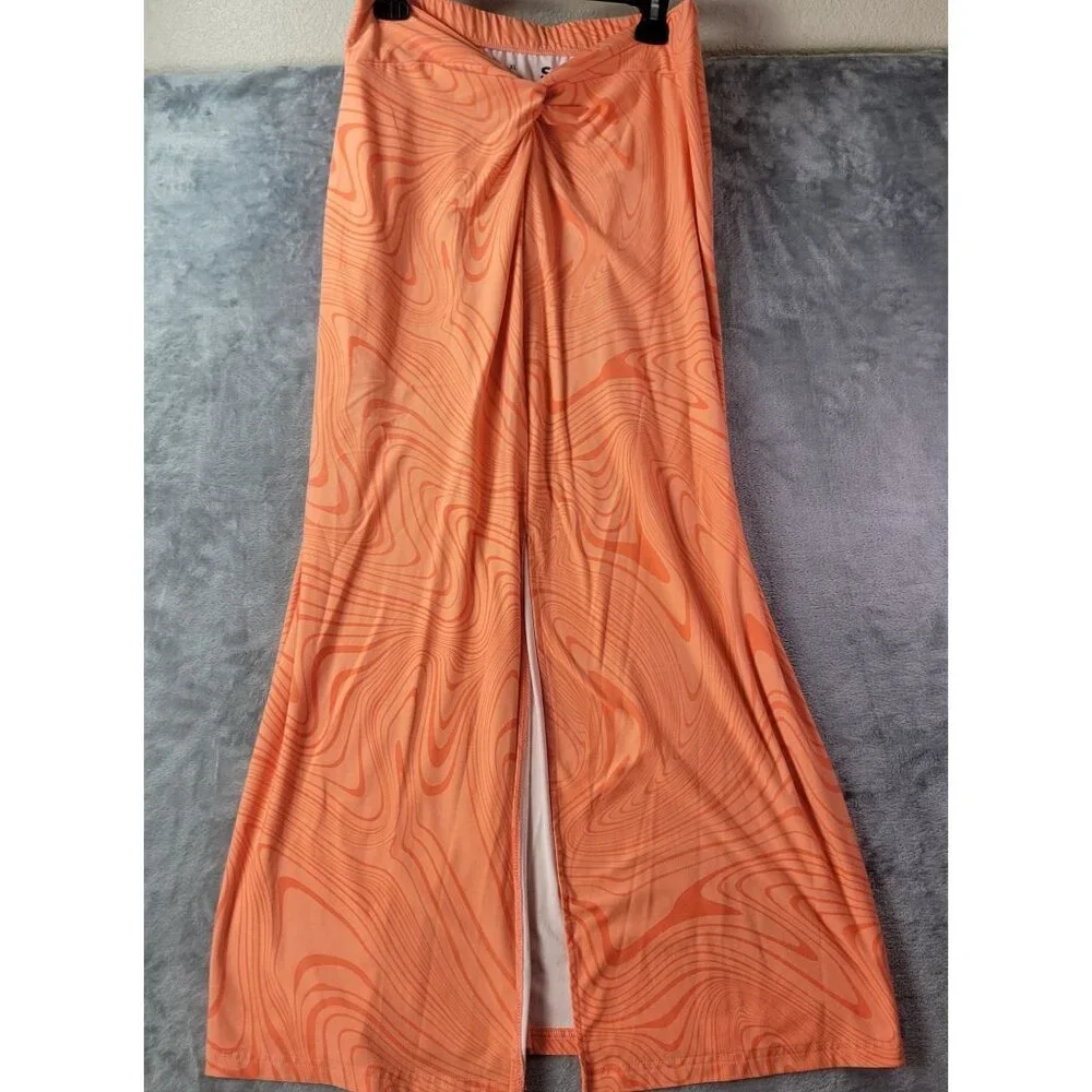 SO Juniors XL High Rise Maxi Skirt Orange Abstract Print Y2K Retro Summer Vibe